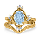 Two Piece Oval Natural Stone Bridal Ring