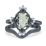 Two Piece Oval Natural Stone Bridal Ring