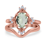 Two Piece Oval Natural Stone Bridal Ring
