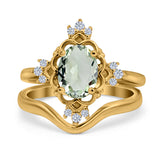 Two Piece Oval Natural Stone Bridal Ring