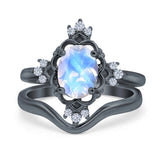 Two Piece Oval Natural Stone Bridal Ring