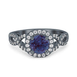 Art Deco Round Natural Stone Wedding Ring