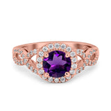 Art Deco Round Natural Stone Wedding Ring