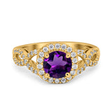 Art Deco Round Natural Stone Wedding Ring