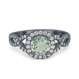 Art Deco Round Natural Stone Wedding Ring