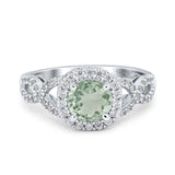 Art Deco Round Natural Stone Wedding Ring