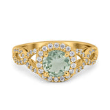 Art Deco Round Natural Stone Wedding Ring