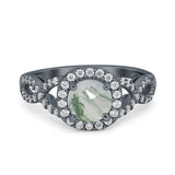 Art Deco Round Natural Stone Wedding Ring