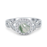 Art Deco Round Natural Stone Wedding Ring