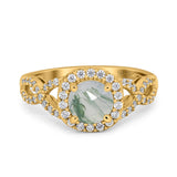 Art Deco Round Natural Stone Wedding Ring