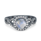 Art Deco Round Natural Stone Wedding Ring