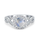 Art Deco Round Natural Stone Wedding Ring