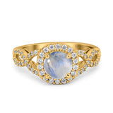 Art Deco Round Natural Stone Wedding Ring