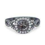 Art Deco Round Natural Stone Wedding Ring