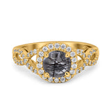 Art Deco Round Natural Stone Wedding Ring