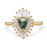 Pear Teardrop Natural Stone Cocktail Ring