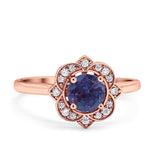 Floral Style Round Natural Stone Ring