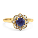 Floral Style Round Natural Stone Ring