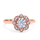 Floral Style Round Natural Stone Ring