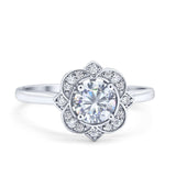 Floral Style Round Natural Stone Ring