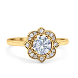 Floral Style Round Natural Stone Ring