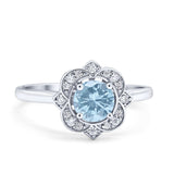 Floral Style Round Natural Stone Ring