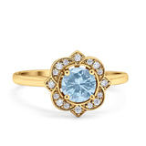 Floral Style Round Natural Stone Ring