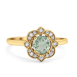 Floral Style Round Natural Stone Ring