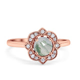 Floral Style Round Natural Stone Ring