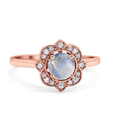 Floral Style Round Natural Stone Ring