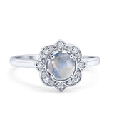 Floral Style Round Natural Stone Ring