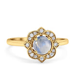 Floral Style Round Natural Stone Ring