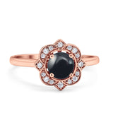 Floral Style Round Natural Stone Ring