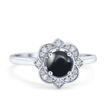 Floral Style Round Natural Stone Ring