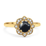 Floral Style Round Natural Stone Ring