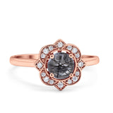 Floral Style Round Natural Stone Ring