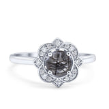 Floral Style Round Natural Stone Ring