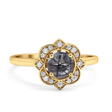 Floral Style Round Natural Stone Ring