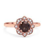 Floral Style Round Natural Stone Ring