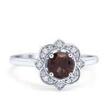 Floral Style Round Natural Stone Ring