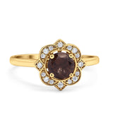 Floral Style Round Natural Stone Ring