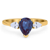 Pear Teardrop Natural Stone Trio Ring