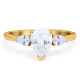 Pear Teardrop Natural Stone Trio Ring