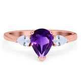 Pear Teardrop Natural Stone Trio Ring