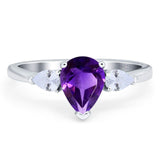 Pear Teardrop Natural Stone Trio Ring