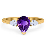 Pear Teardrop Natural Stone Trio Ring