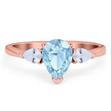 Pear Teardrop Natural Stone Trio Ring