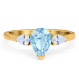 Pear Teardrop Natural Stone Trio Ring