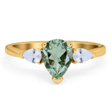 Pear Teardrop Natural Stone Trio Ring