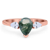 Pear Teardrop Natural Stone Trio Ring